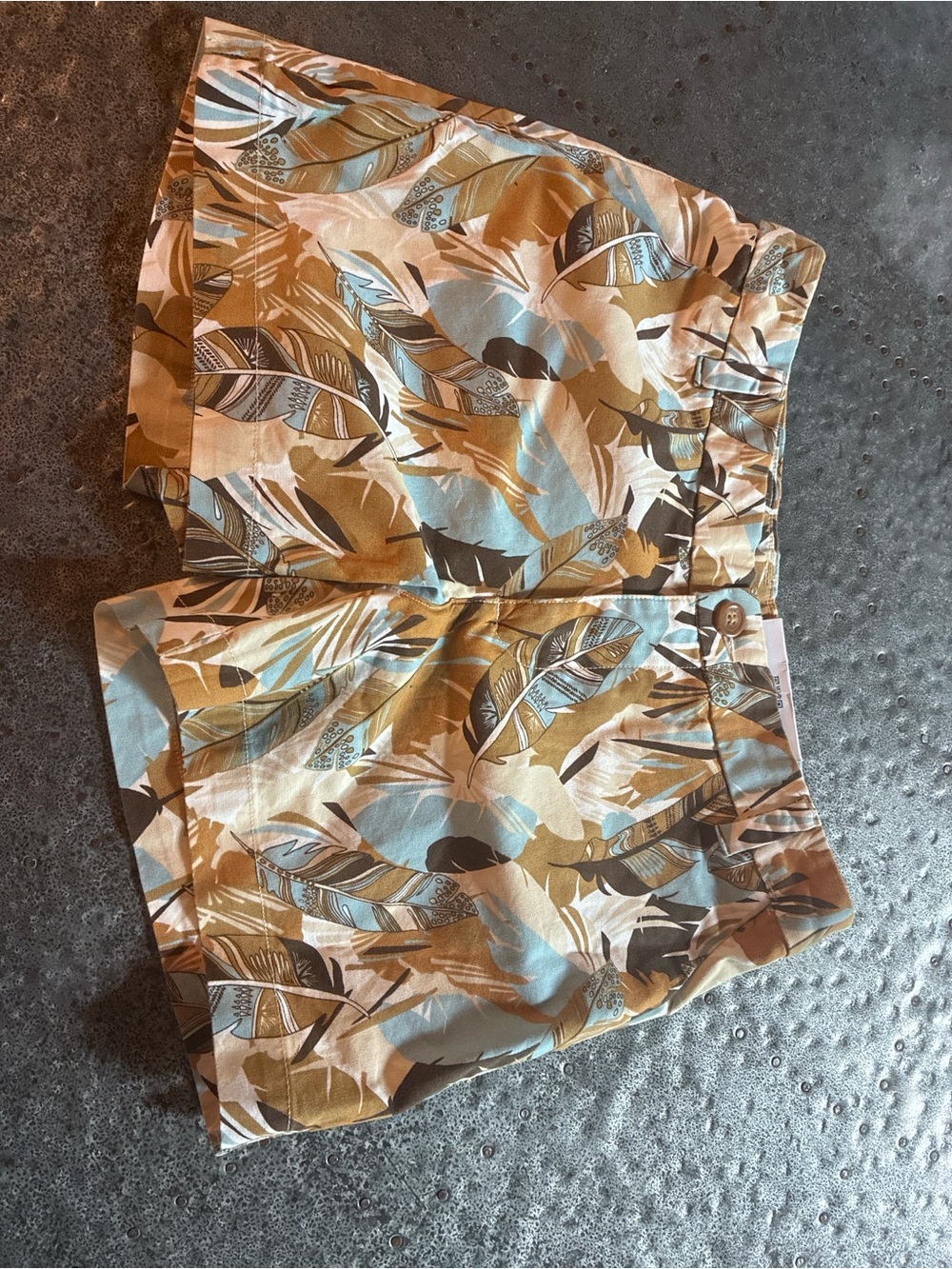 Patagonia Feather-Print Shorts — Light Blue & Tan